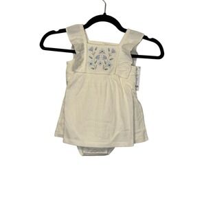 Carters Baby Girls Floral Embroidered Dress Bodysuit Romper Size 18 Months NWT‎
